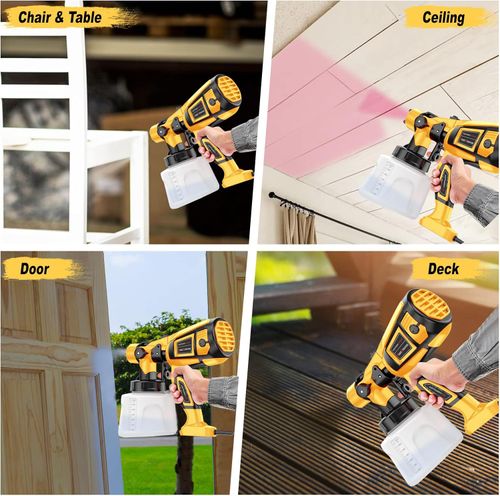 Paint Sprayer High Power Electric Spray Paint Gun with Adjustable Spray Width Knob,1400ML Container,Easy to Clean for Furniture Cabinets House Painting Yellow