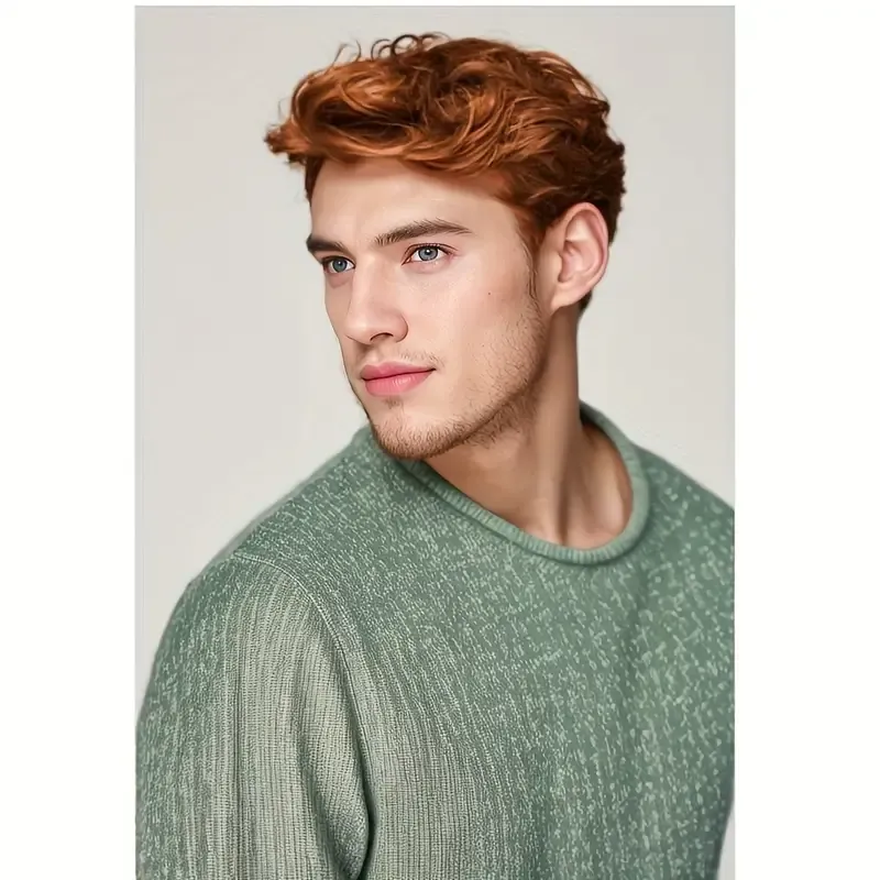 Men Wigs Short Orange Wig Synthetic Heat Resistant Halloween Cosplay Wig