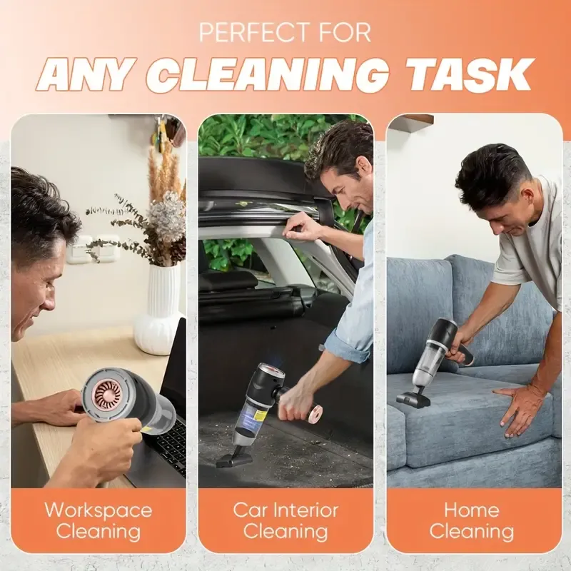 SANK Portable Handheld Car Vacuum Cleaner, Upgraded Brushless Motor, Cordless Mini Vacuum Cleaner With Hepa, Suitable For Vacuuming From Any Angle, Type-C For Cars, Indoors, Office, Birthday Gifts For Men Women, Valentine'S Day Gifts For Him Her