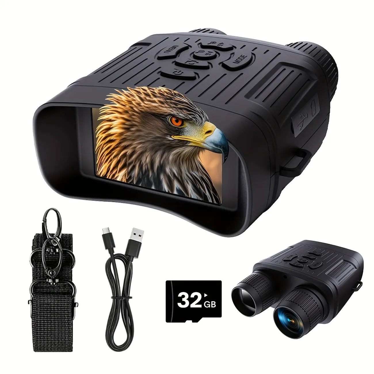 2.7K High-Resolution Night Vision Goggles - 3.0-inch Large Screen, 5X Digital Zoom, Infrared Night Vision, 32G Memory Card for Saving Photos and Videos - Ideal for Camping, Hunting, Safety, and Surveillance