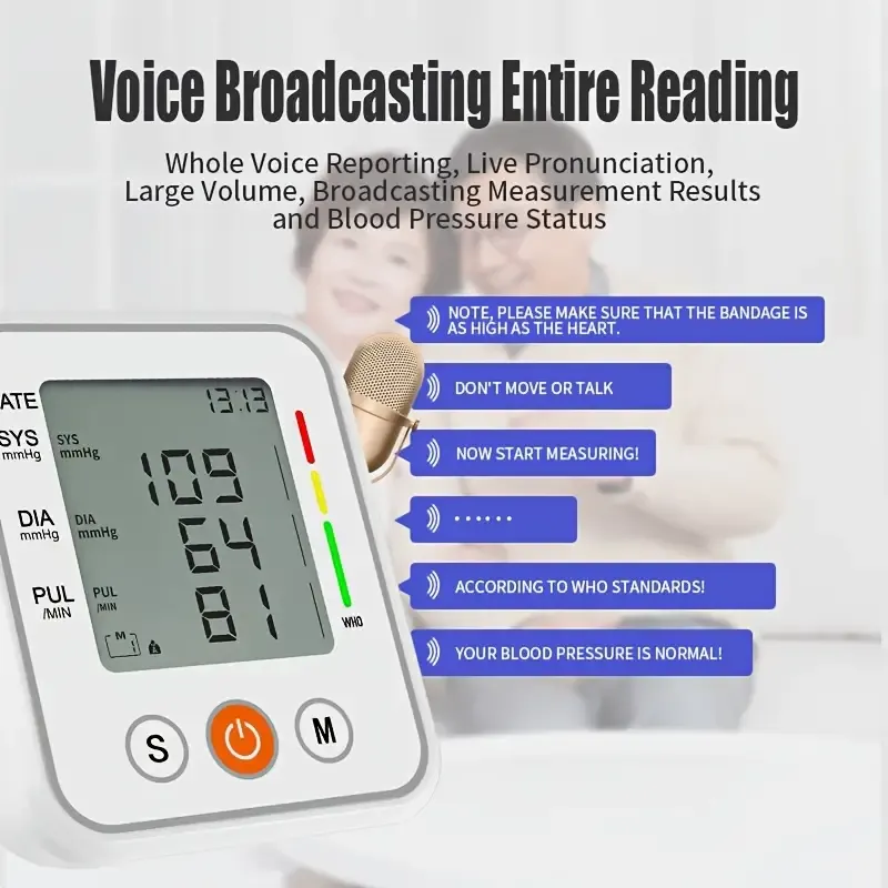 B01 Arm -type Blood Pressure Meter, Fully Automatic Blood Pressure Meter, Digital LED Display, Simple Operation, Cuffs Can Be Adjusted, Suitable For Family High And Low Blood Pressure, Arrhythmia Test, Elderly Health Guards.