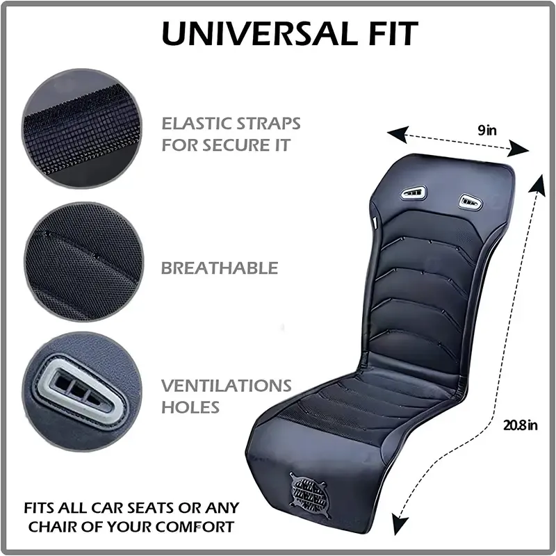 Zone Tech Cooling Car Seat Cushion Black 12V Automotive Massager Car Seat Cooler Pad Air Conditioned Seat Cover. Perfect for summer Road Trips