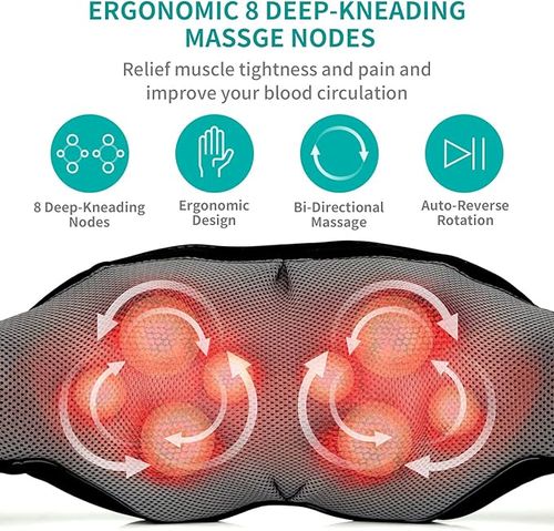 Shiatsu Neck and Back Massager with Soothing Heat, Electric Deep Tissue 3D Kneading Massage Pillow for Shoulder, Leg, Full Body Muscle Pain Relief, Car, Office and Home Use