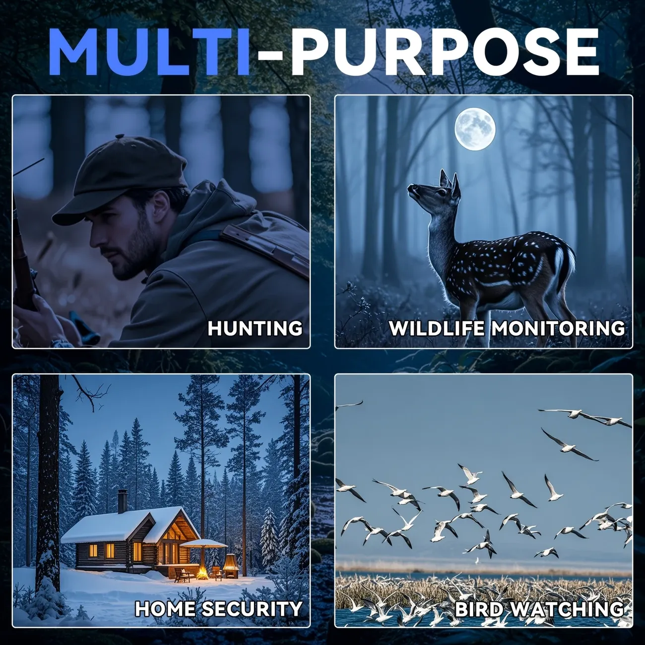 2.7K High-Resolution Night Vision Goggles - 3.0-inch Large Screen, 5X Digital Zoom, Infrared Night Vision, 32G Memory Card for Saving Photos and Videos - Ideal for Camping, Hunting, Safety, and Surveillance
