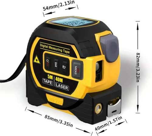 The Almighty Ruler 3-in-1 Laser Measuring Tape, Almighty Ruler, Almighty Tools Tape Measure, The Almighty Ruler, 3 in 1 Laser Rangefinder Tape Measure Almighty Tools (40cm,Yellow)