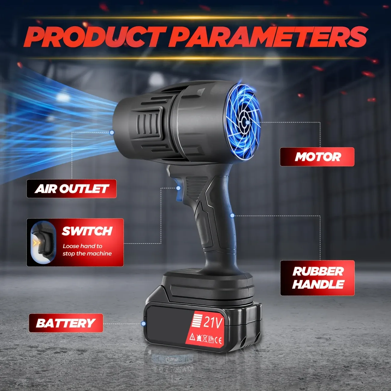 21V Mini Hand-held Electric Dust Remover Storm Blower  Hand-held Wireless Powerful Fan, Car Drying Blower, Turbine Fan Portable Outdoor Defoliation Dust Remover, Lawn Snow Remover, Car Cleaning Dust Blower, Birthday Or Holiday Gift