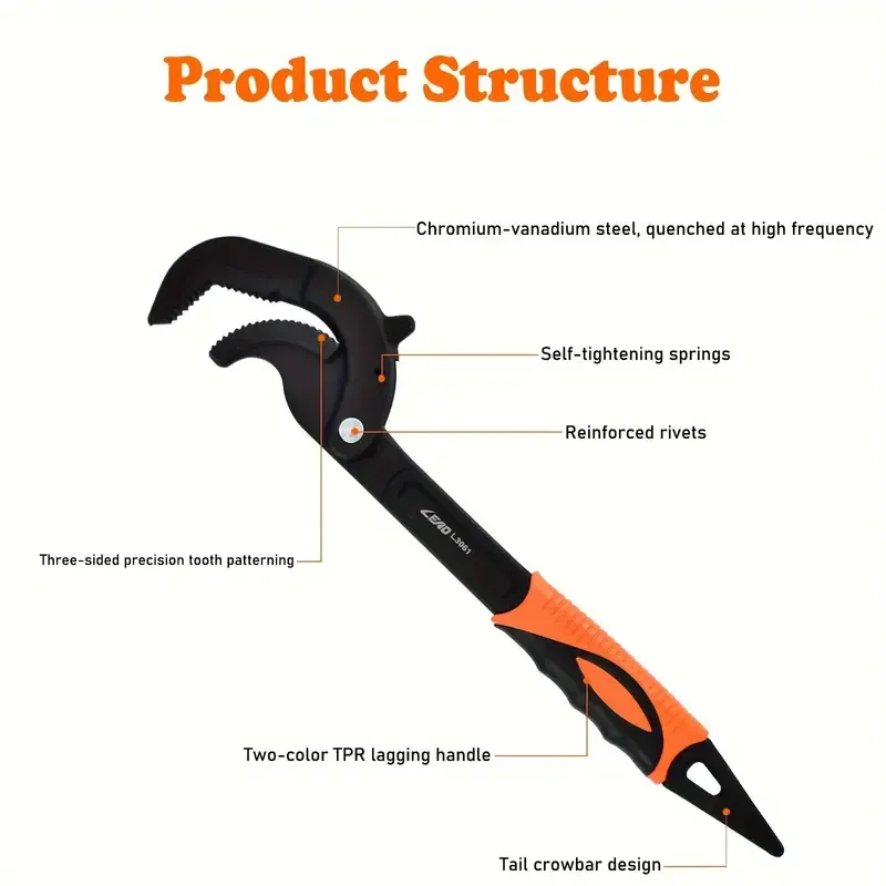 10 Inch & 14 Inch Multi-Functional Universal Wrench Set, Durable Metal Construction, Anti-Corrosion, Shock-Resistant, Break-Resistant, with Adjustable Jaw for Plumbing and Pipe Repair
