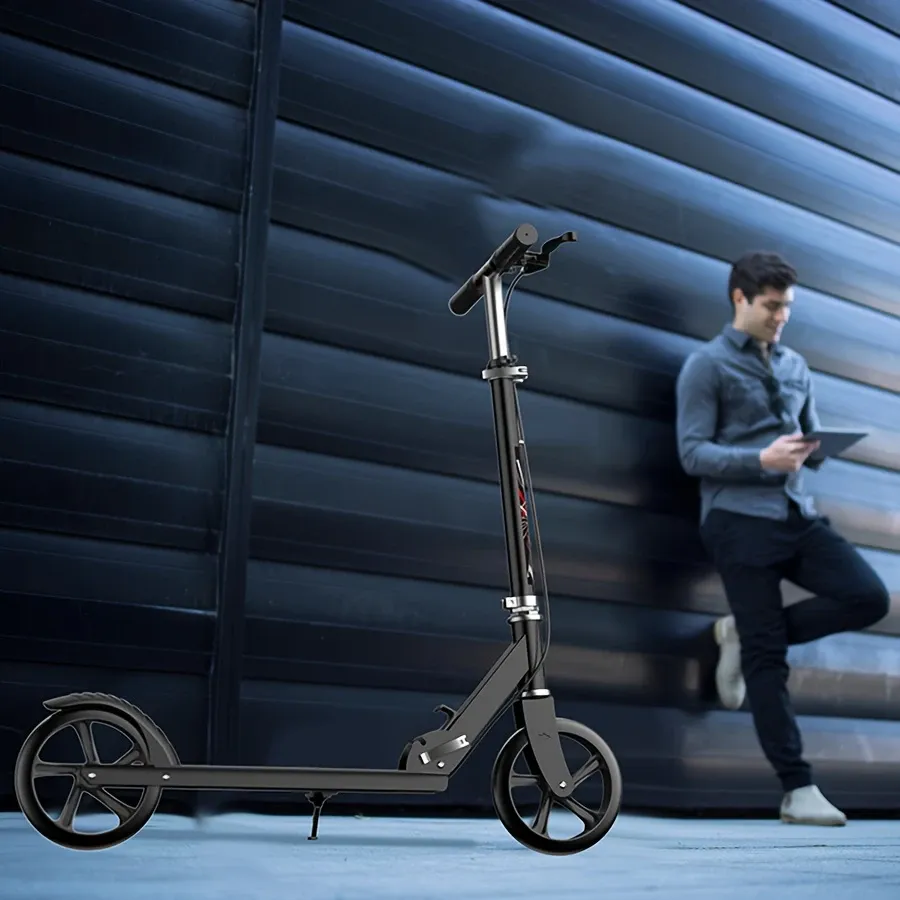 Portable Folding Scooter  Adjustable Handgrip Portable Folding Scooter | Suitable For Teenagers And Adults Over 14 Years Old, Maximum Load-bearing 220LB, With Handbrake And Foot Brake, Non-Electric Scooter