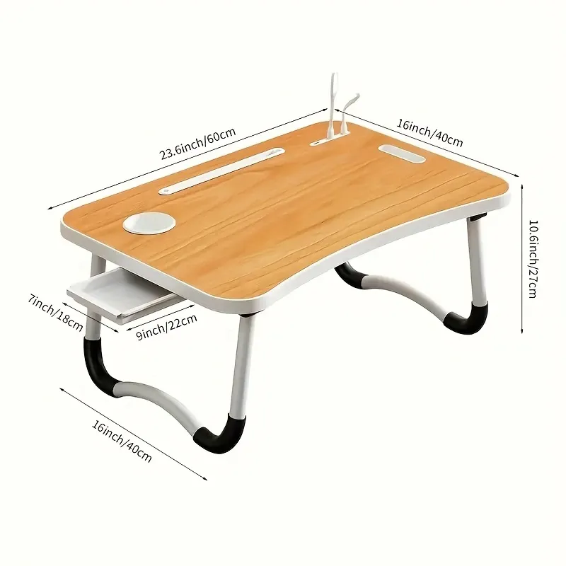 Ultra Large Multi Functional Laptop Bed Table - Portable Tray Holder With Cup Holder, Drawer, USB, Fan, And Light - Stable, Durable, And Foldable For Eating, Reading, And Writing