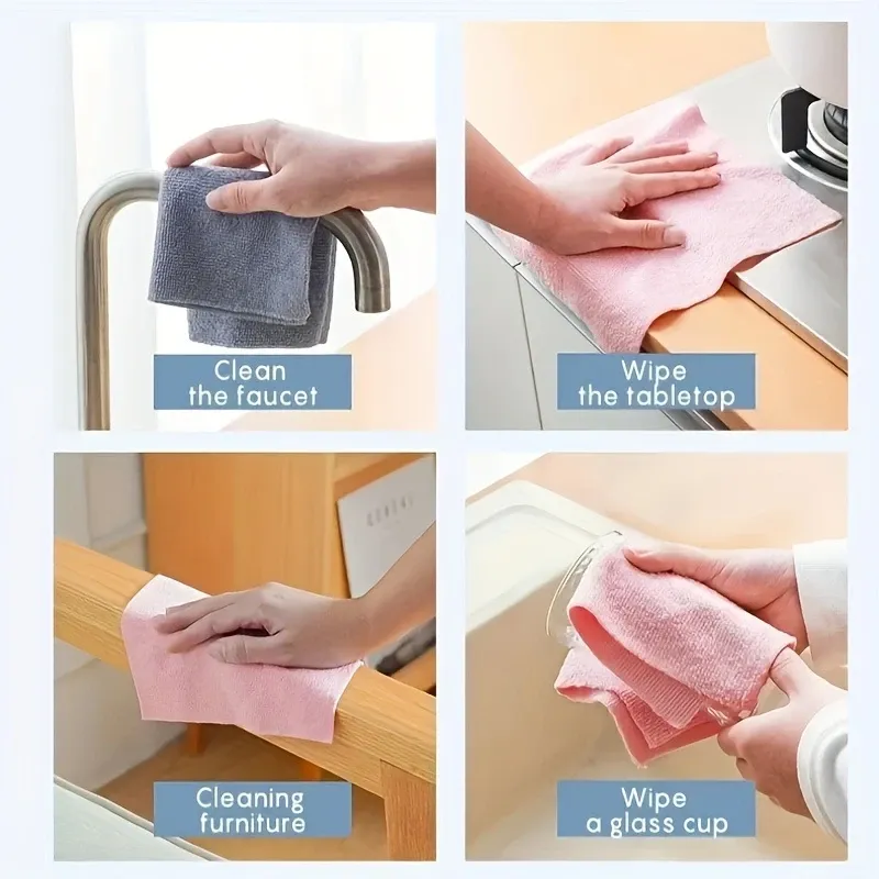 50pcs 1roll Reusable Microfiber Cleaning Cloths, Absorbent & Rust-Proof Kitchen Towels, Multipurpose Household Cleaning Supplies, Home Kitchen Cloth, Microfiber Towel Roll, Dishcloth Replacement, Cleaning Tools
