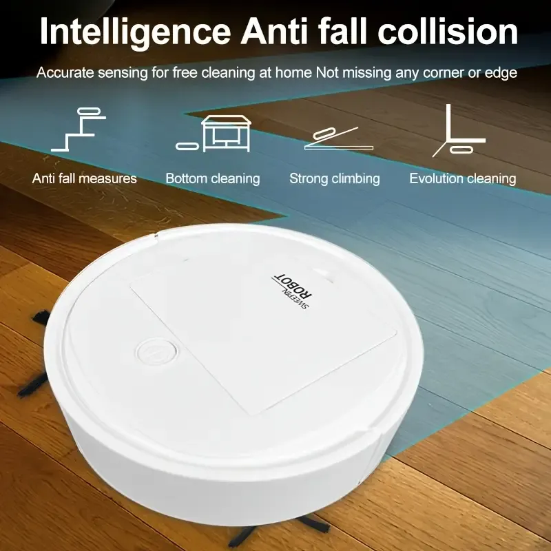 3-in-1 Robot Vacuum Cleaner And Mop Combo, USB Rechargeable, Strong Suction, 60-minute Runtime, Slim And Low-noise Design, Suitable for Pet Hair, Hard Floors And Daily Cleaning, Automatic Direction Mop, Pet Hair Cleaner | Robot Vacuum Cleaner