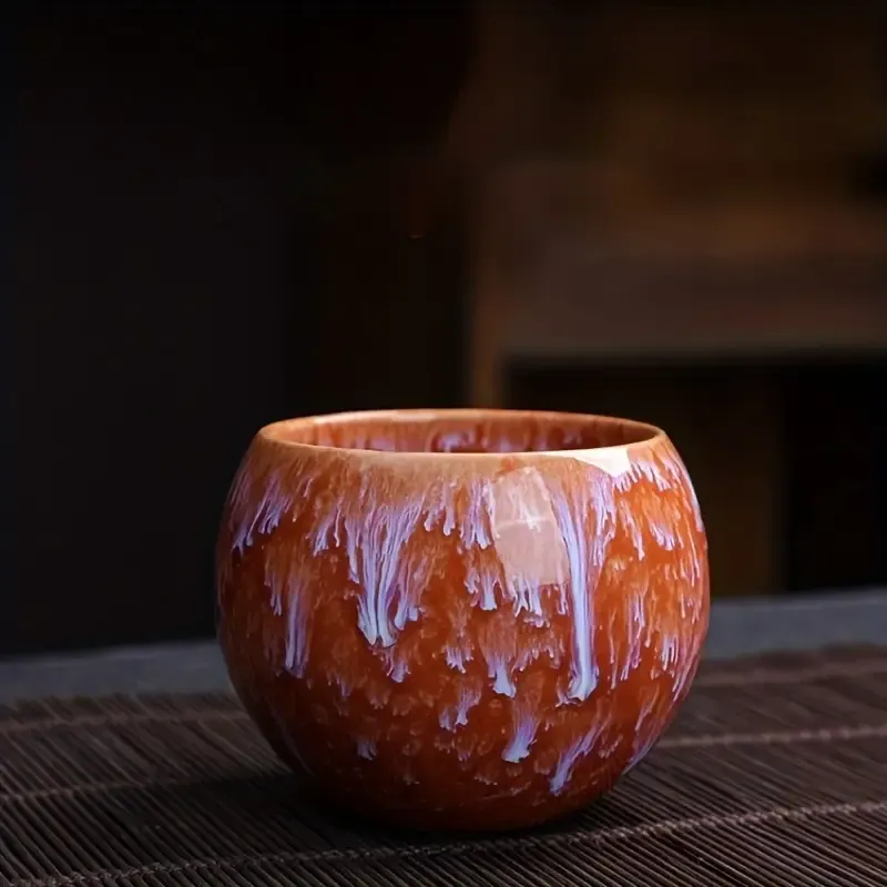 A Set of Wuyi Mountain Ceramic Tea Cups, Traditional Chinese Kiln Jian Five Elements Master Cups, High-end Kung Fu Tea Set, Single Large Sample Tea Cup