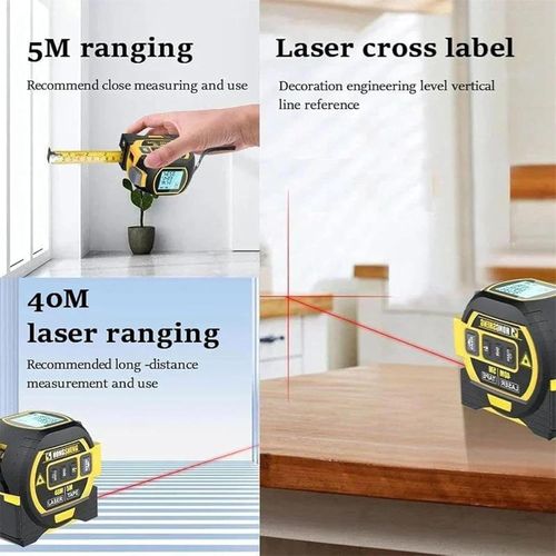 The Almighty Ruler 3-in-1 Laser Measuring Tape, Almighty Ruler, Almighty Tools Tape Measure, The Almighty Ruler, 3 in 1 Laser Rangefinder Tape Measure Almighty Tools (40cm,Yellow)