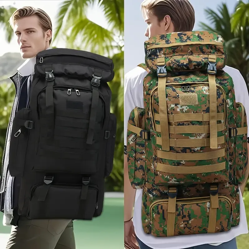 Gallon Tactical Hiking Backpack Set - Unisex Camouflage Color. Made of durable Oxford fabric, DIY system and adjustable design. Large capacity 3-day assault backpack, suitable for hiking, camping, hunting, travel and sports. Perfect for Halloween Christmas