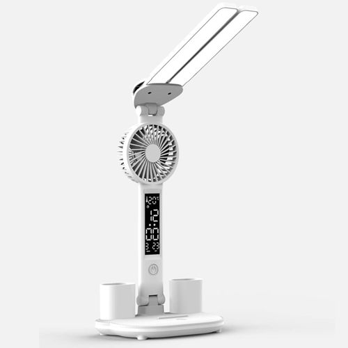 Desk lamp, LED Desk Lamps with Fans, USB Charging Port, Adjustable Foldable Table Lamp Touch Dimming Bedside Lamp with Pen Holder, Home Office Desk Lamp