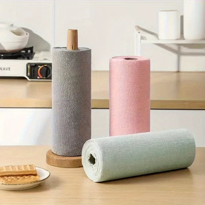 50pcs 1roll Reusable Microfiber Cleaning Cloths, Absorbent & Rust-Proof Kitchen Towels, Multipurpose Household Cleaning Supplies, Home Kitchen Cloth, Microfiber Towel Roll, Dishcloth Replacement, Cleaning Tools