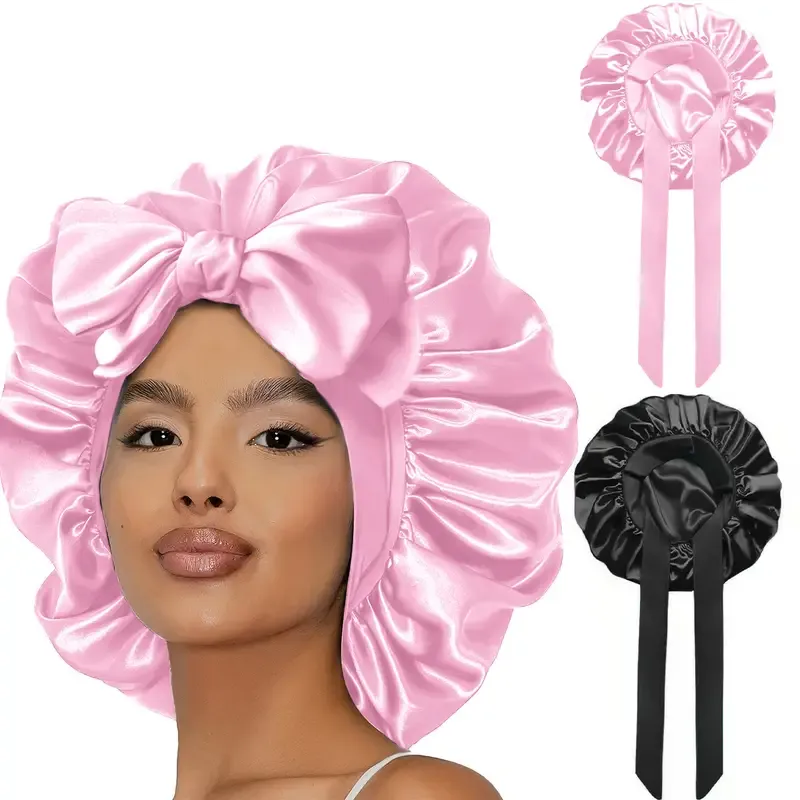 1pcs Layer Satin Bonnet Silk Bonnet for Sleeping Adjustable Hair Bonnet Night Sleep Cap for Women Hair with Tie Band 2025 New