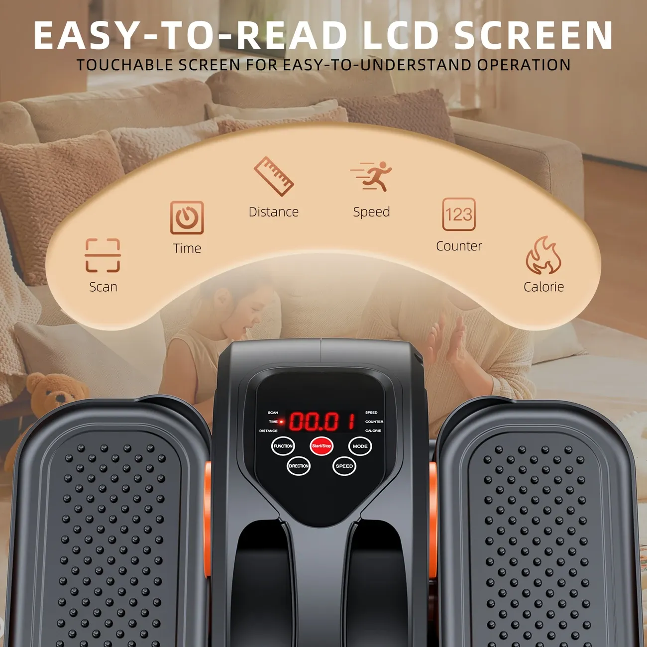 Portable Elliptical Machine Quiet & Portable Under Desk Elliptical Machine, Ellipse Leg Exerciser for Seniors Fully Assembled | Electric Seated Pedal Exerciser with Remote Control & 12 Adjustable Speeds