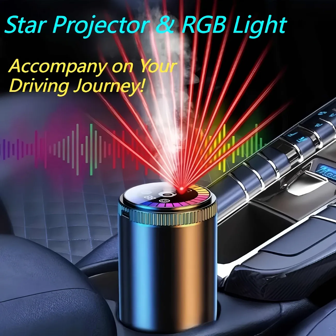 Outer bottle + perfume  Car Smart Aroma Diffuser, Dynamic Light Show or Starry Sky Top Mode, Natural French Scented Essential Oils or Perfumes, Adjustable Fragrance Concentration, Eliminate Odor In The Car, Long-term Use for 6 Months - Ocean
