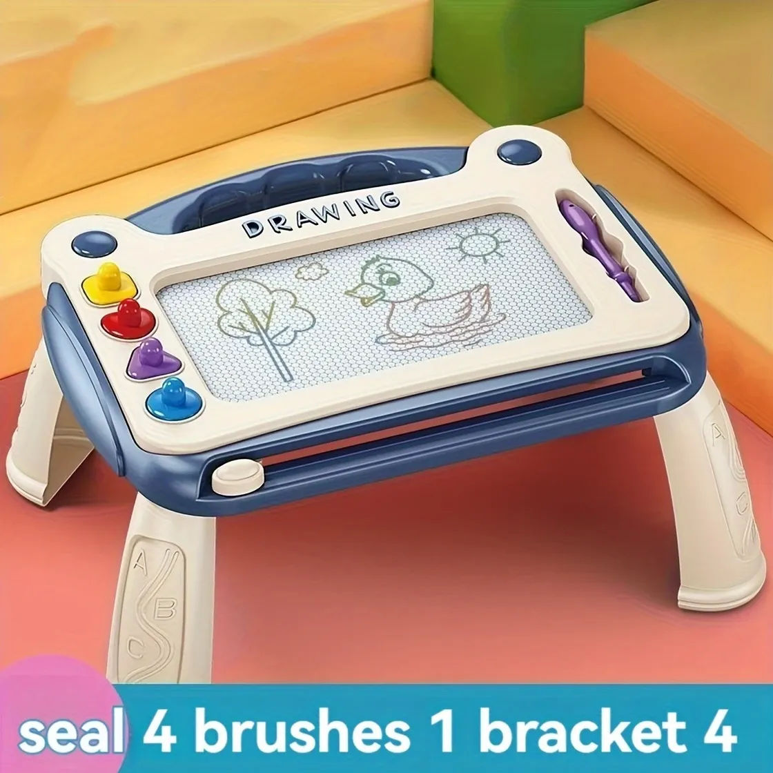 Children'S Drawing Board, Sketching Doodle Board Toy, Intelligence Learning Toy, Birthday Gift For Boys And Girls, Christmas And Halloween Gift (4 Stamps+ 1 Pencil+ 4 Stands)