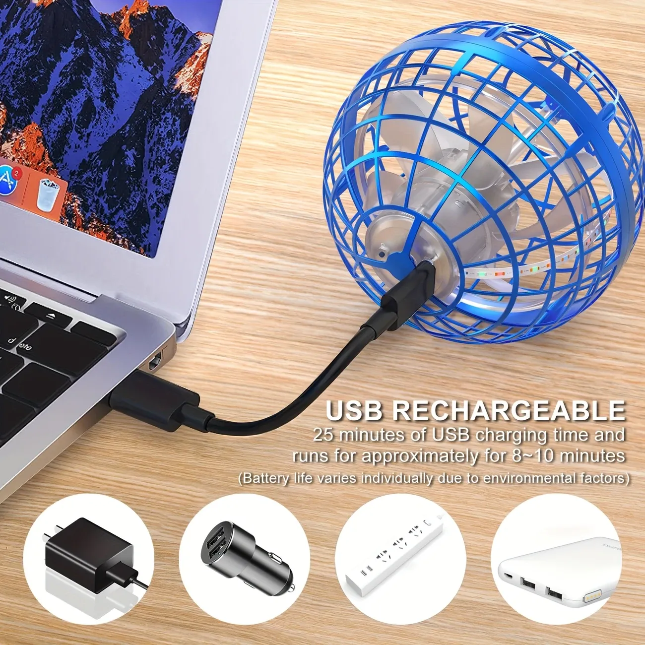 uthentic Flying Ball Toy, Durable And Lightweight Toy, Rechargeable USB, Floating And Spinning Ball Outdoor Toy, Suitable for Boys, Girls And Teenagers As A Gift