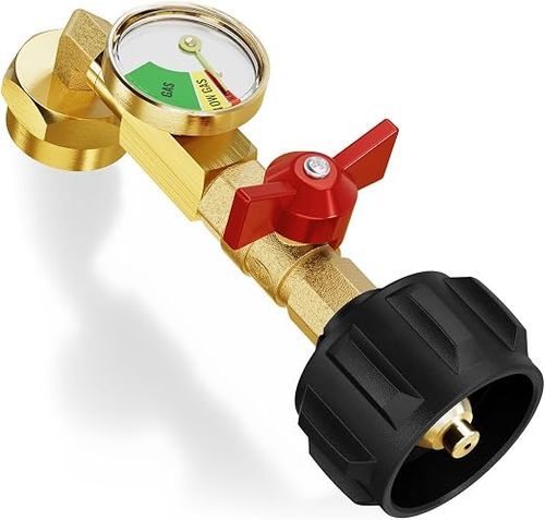 Premium Propane Tank Inflator Elbow Adapter with Tank Pressure Gauge