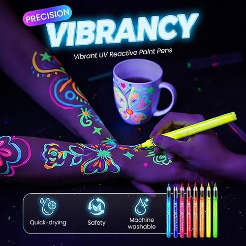 Glow-in-the-Dark Face and Body Paint Marker Set (8 Pieces)
