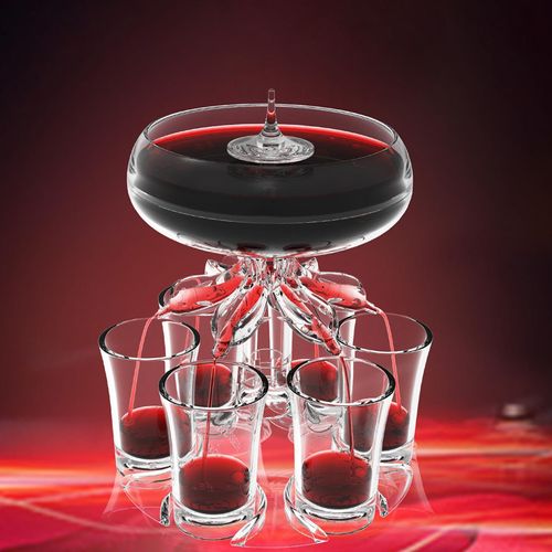 6-shot liquid dispenser and cup carrier, practical liquor pourer and liquid separator, ideal bar drinking accessory for pouring and carrying spirits, sturdy and easy to use, free shipping and cash on delivery