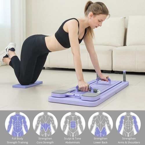 Upgraded home pilates reformer board with automatic rebound design, combines abdominal trainer and ab roller wheel, multifunctional fitness gear for full body exercise, durable and space-saving, free shipping and cash on delivery