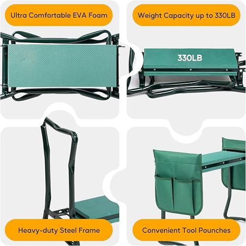 Foldable Gardening Stool for Sitting and Kneeling
