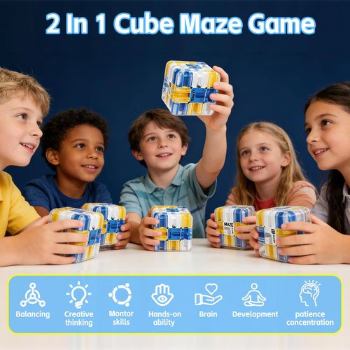 Buy 1 Get 2 3D rolling ball maze cube, fun labyrinth puzzle toy. It helps relieve stress and train logical thinking, suitable for family gatherings and educational entertainment, free shipping and cash on delivery