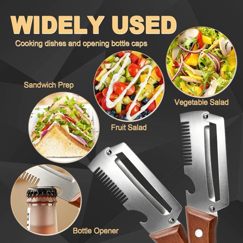 Buy 1 Get 3 upgraded 3-in-1 kitchen tool combining vegetable peeler and bottle opener, with comfortable wooden handle, ideal for peeling potato, carrot and various fruits, free shipping and cash on delivery