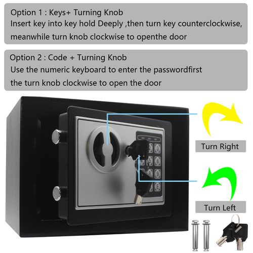 Digital electronic security safe and lockbox, designed for home, office, hotel and business places, used to store cash, jewelry and valuables, free shipping and cash on delivery