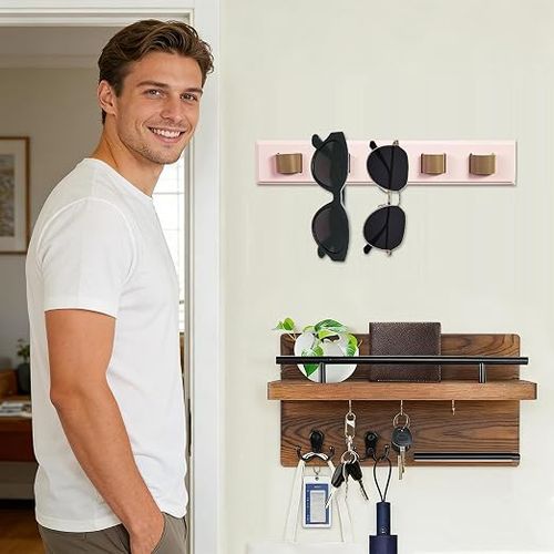 Wall-Mounted Wooden Sunglasses Storage Rack
