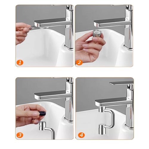 5D U-Shaped Rotating Faucet Extender, Universal Sink Aerator with Multi-Angle Mechanical Arm for Kitchen and Bathroom Washing, Anti-Splash Metal Faucet Nozzle, Free Shipping COD and Pay on Delivery