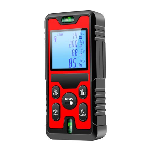Rechargeable laser distance meter with infrared laser, 4-digit & 4 readings display, supports distance, area, volume and double Pythagorean measurement, high precision portable measuring tool, free shipping and cash on delivery