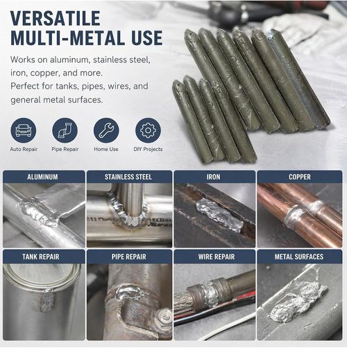 Low melting point welding rods work without flux. Universal for aluminum, stainless steel, iron and copper, easy to use for various soldering jobs, free shipping and cash on delivery.