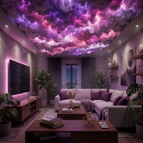 New DIY 3D Thundercloud LED Atmosphere Light Kit, Color Changing Cotton Lightning Cloud Night Light, Sound Activated Ambient Lighting Decoration for Gaming Room Garage Bar DJ Party Restaurant Interior Decor