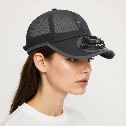 UPF50+ solar fan hat with breathable white mesh design, solar powered cooling fan cap, ideal for all kinds of outdoor activities, free shipping and cash on delivery