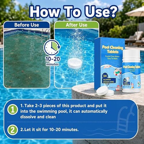Quick Pool Cleaning Tablets (100 Tablets, Free Spray Bottle)