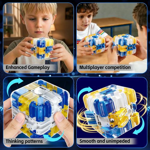 Buy 1 Get 2 3D rolling ball maze cube, fun labyrinth puzzle toy. It helps relieve stress and train logical thinking, suitable for family gatherings and educational entertainment, free shipping and cash on delivery