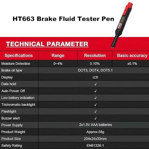 High precision brake fluid test pen