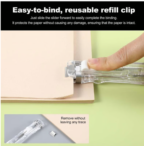 ✨ Portable Folder Stapler - Includes 50 Reusable Staples