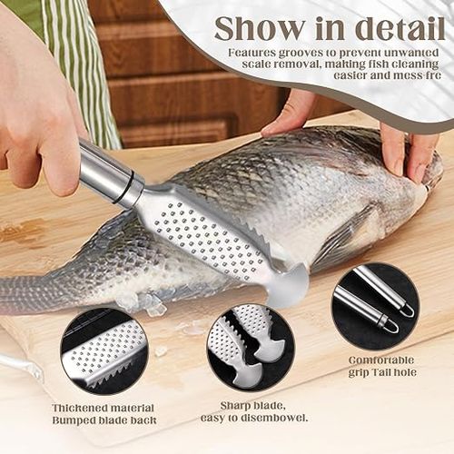 🐟2-in-1 stainless steel fish scaler + ginger grater