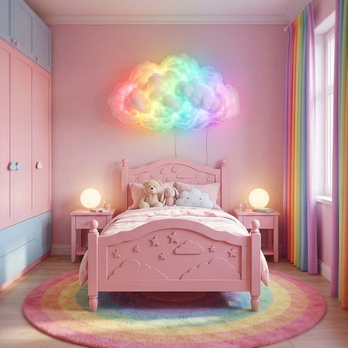 New DIY 3D Thundercloud LED Atmosphere Light Kit, Color Changing Cotton Lightning Cloud Night Light, Sound Activated Ambient Lighting Decoration for Gaming Room Garage Bar DJ Party Restaurant Interior Decor