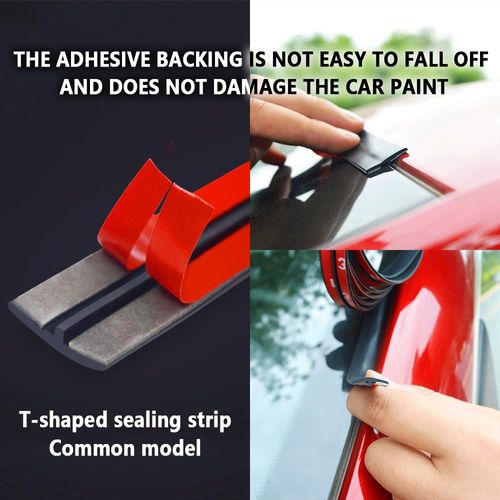 Cuttable T-type car rubber seal strip, durable sunroof cover seal trim, dustproof and weather stripping function, adhesive rubber strip suitable for windshield and tailgate, universal car accessory for vehicle protection, free shipping and cash on delivery