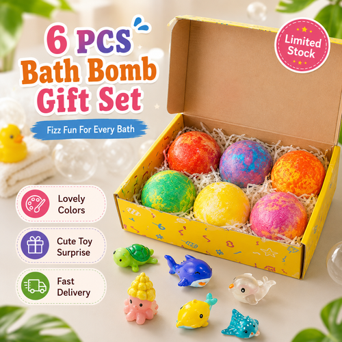 Kids Bath Bombs Natural Handmade Fizzy Bath Bomb Set with Surprise Toy Inside, Shea Cocoa Butter Moisturizing Spa Bath Kit for Birthday Gifts, COD Free Shipping Pay on Delivery