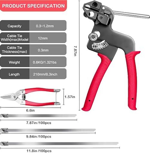Stainless steel fastening strap tool | Four times stronger than plastic | Includes 150 fastening straps