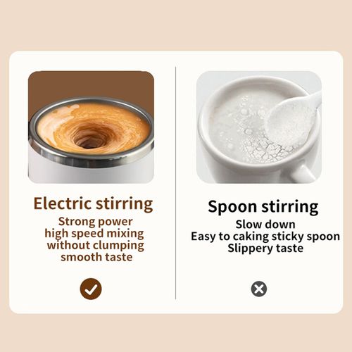 13oz magnetic self stirring mug with lid, rechargeable 304 stainless steel auto mixing cup, easy to blend coffee, milk and protein powder, portable daily drinkware, free shipping and cash on delivery