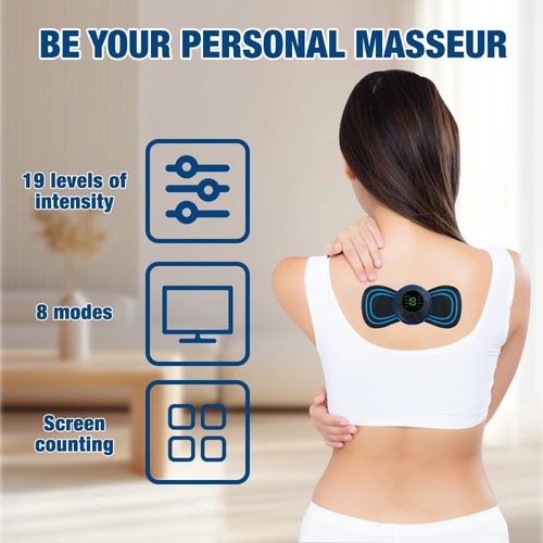 Buy 1 Get 3 portable rechargeable cordless mini neck massager, EMS microcurrent cervical massage pad, multifunctional massager suitable for neck, arms, back, waist and legs, lightweight for daily use, free shipping and cash on delivery